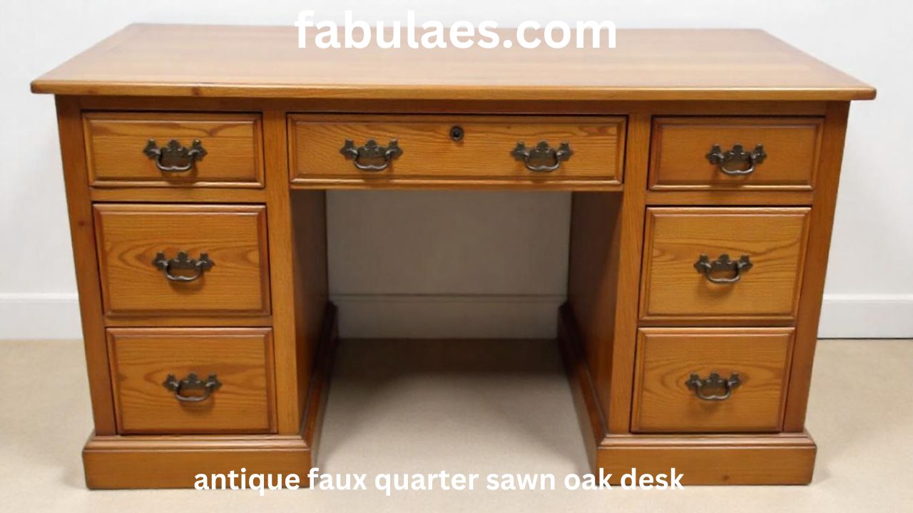 antique faux quarter sawn oak desk